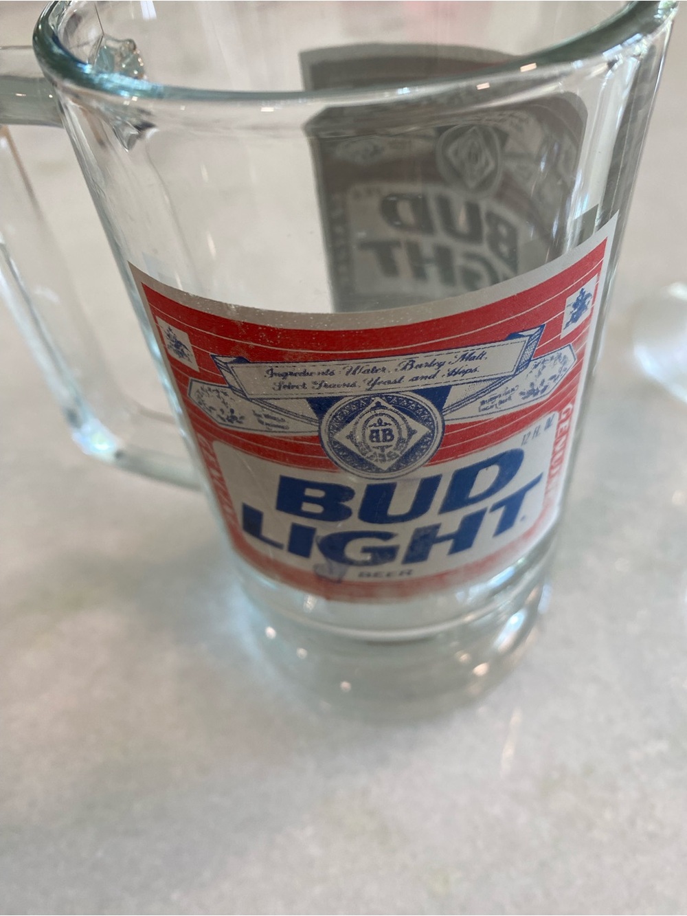 Red & Blue Glass Beer Mug